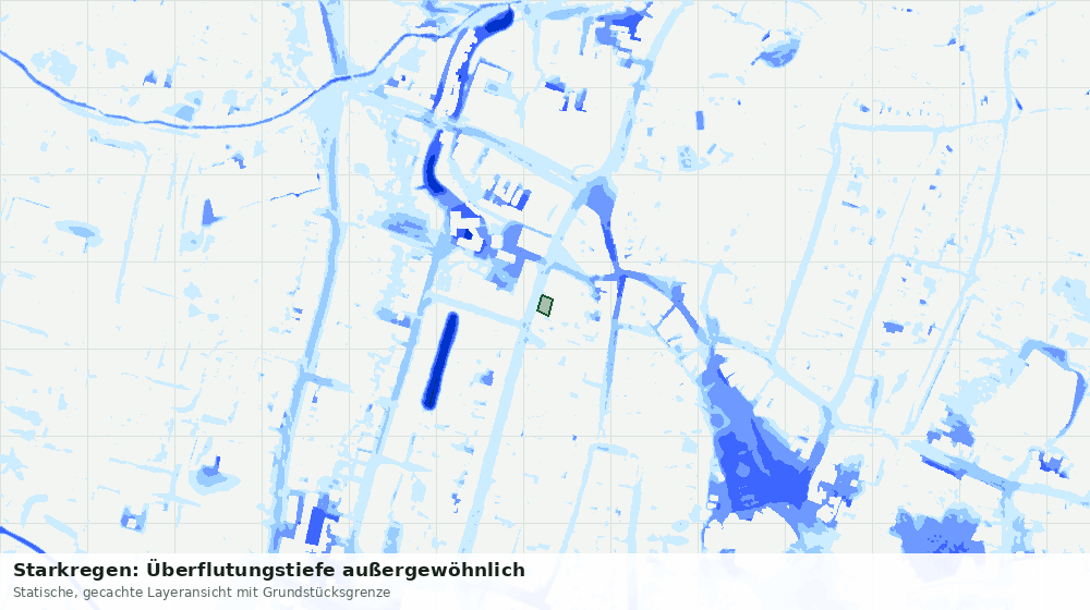 Statische Kartenansicht: Starkregen: Überflutungstiefe außergewöhnlich