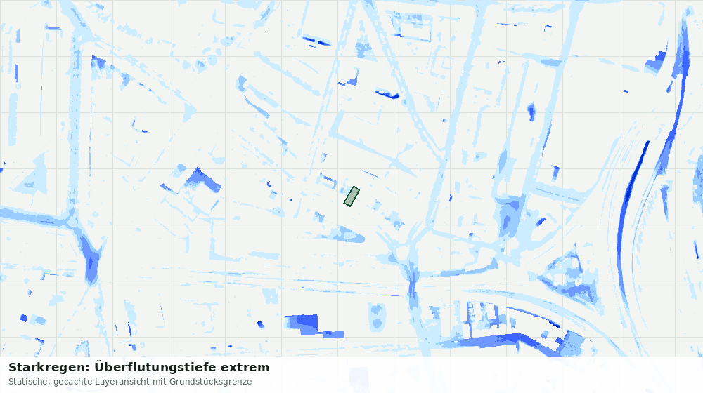 Statische Kartenansicht: Starkregen: Überflutungstiefe extrem