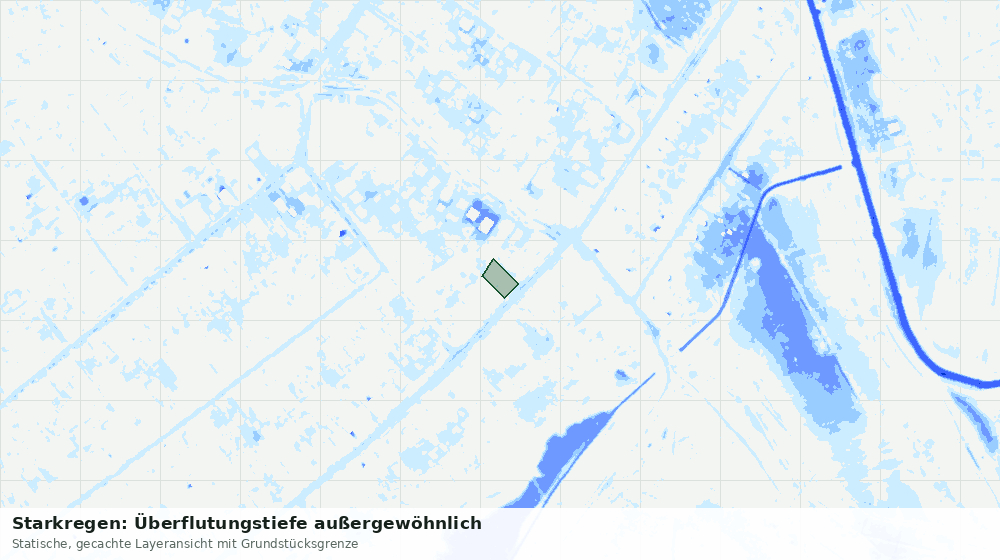 Statische Kartenansicht: Starkregen: Überflutungstiefe außergewöhnlich