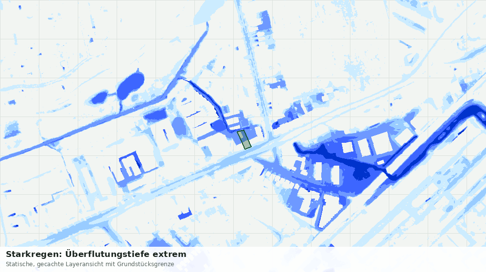 Statische Kartenansicht: Starkregen: Überflutungstiefe extrem