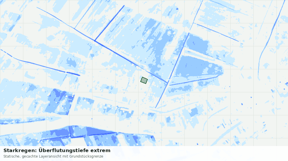 Statische Kartenansicht: Starkregen: Überflutungstiefe extrem
