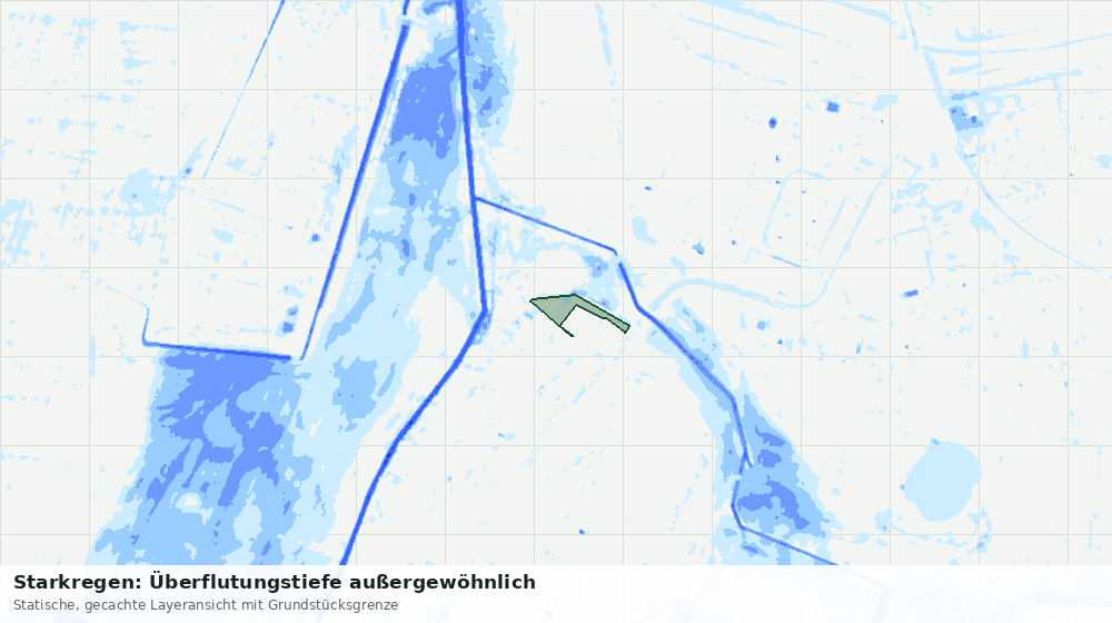 Statische Kartenansicht: Starkregen: Überflutungstiefe außergewöhnlich