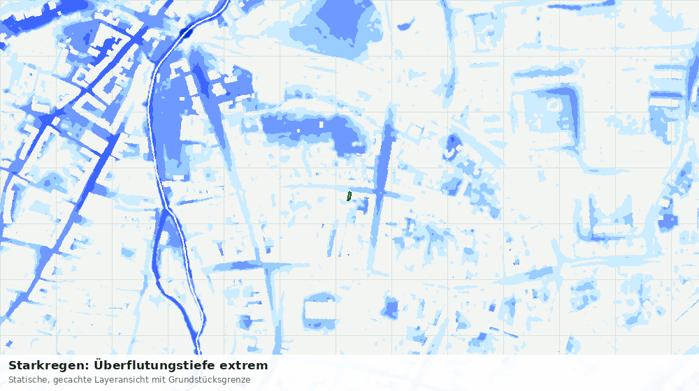 Statische Kartenansicht: Starkregen: Überflutungstiefe extrem