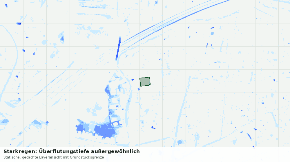 Statische Kartenansicht: Starkregen: Überflutungstiefe außergewöhnlich
