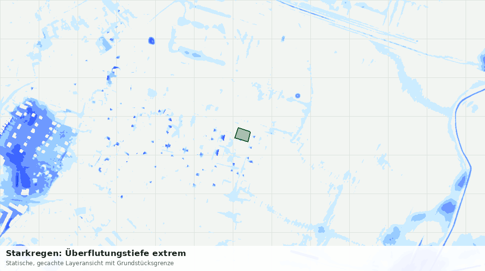 Statische Kartenansicht: Starkregen: Überflutungstiefe extrem