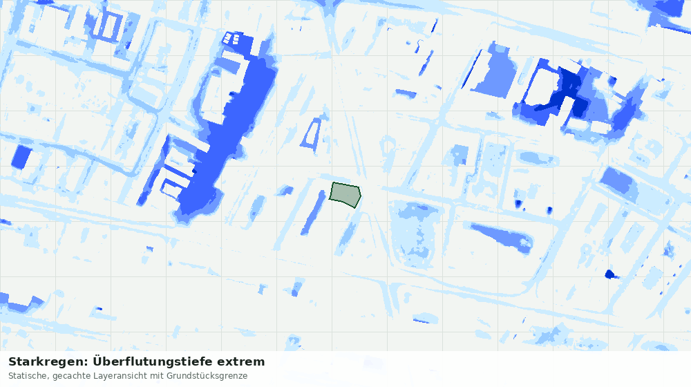 Statische Kartenansicht: Starkregen: Überflutungstiefe extrem