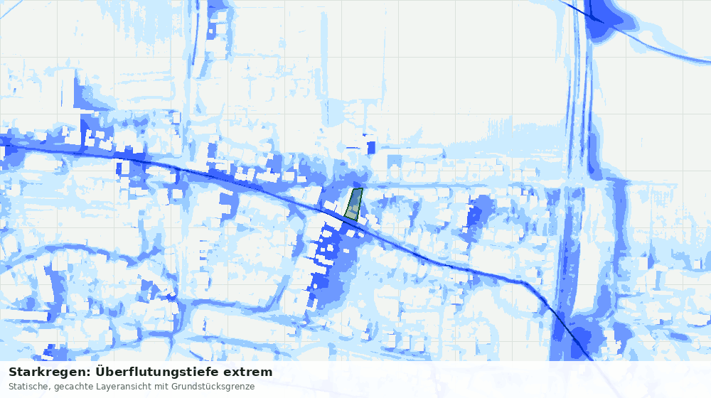 Statische Kartenansicht: Starkregen: Überflutungstiefe extrem