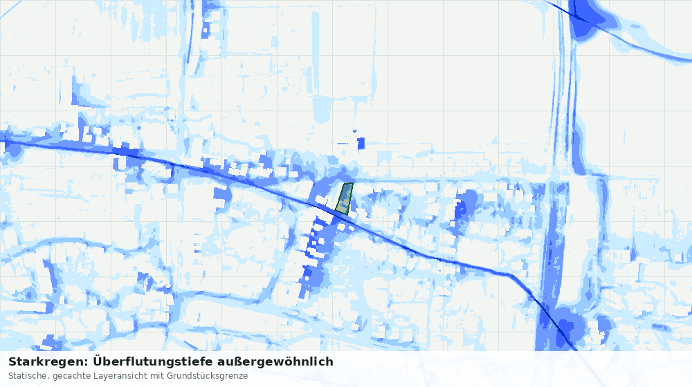 Statische Kartenansicht: Starkregen: Überflutungstiefe außergewöhnlich