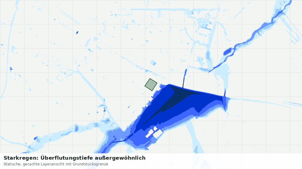 Statische Kartenansicht: Starkregen: Überflutungstiefe außergewöhnlich