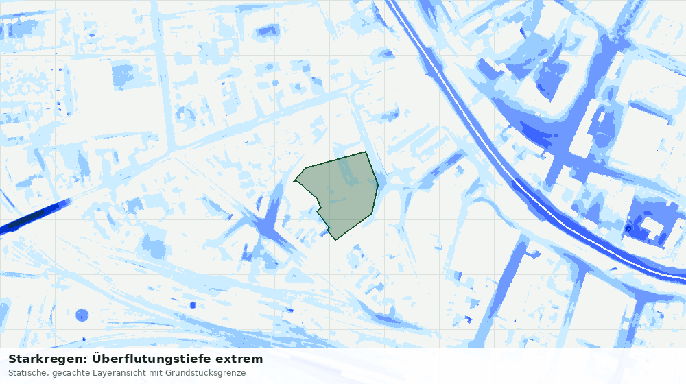 Statische Kartenansicht: Starkregen: Überflutungstiefe extrem