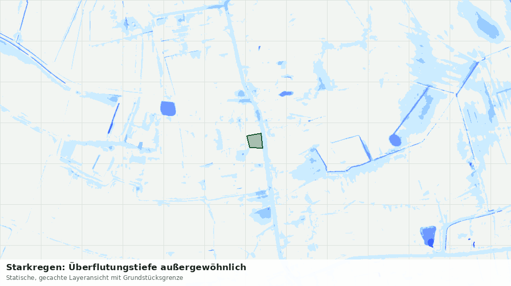 Statische Kartenansicht: Starkregen: Überflutungstiefe außergewöhnlich