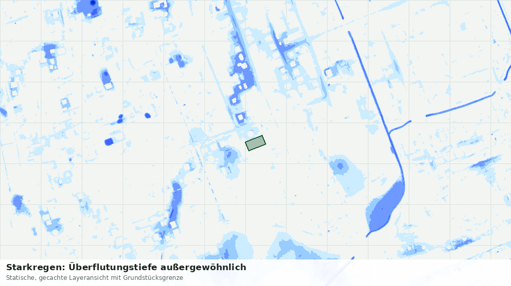 Statische Kartenansicht: Starkregen: Überflutungstiefe außergewöhnlich