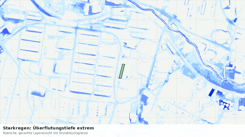 Statische Kartenansicht: Starkregen: Überflutungstiefe extrem