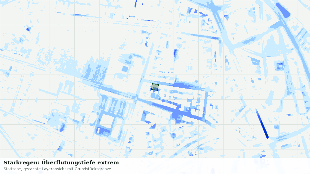 Statische Kartenansicht: Starkregen: Überflutungstiefe extrem
