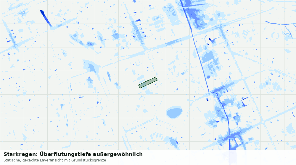Statische Kartenansicht: Starkregen: Überflutungstiefe außergewöhnlich