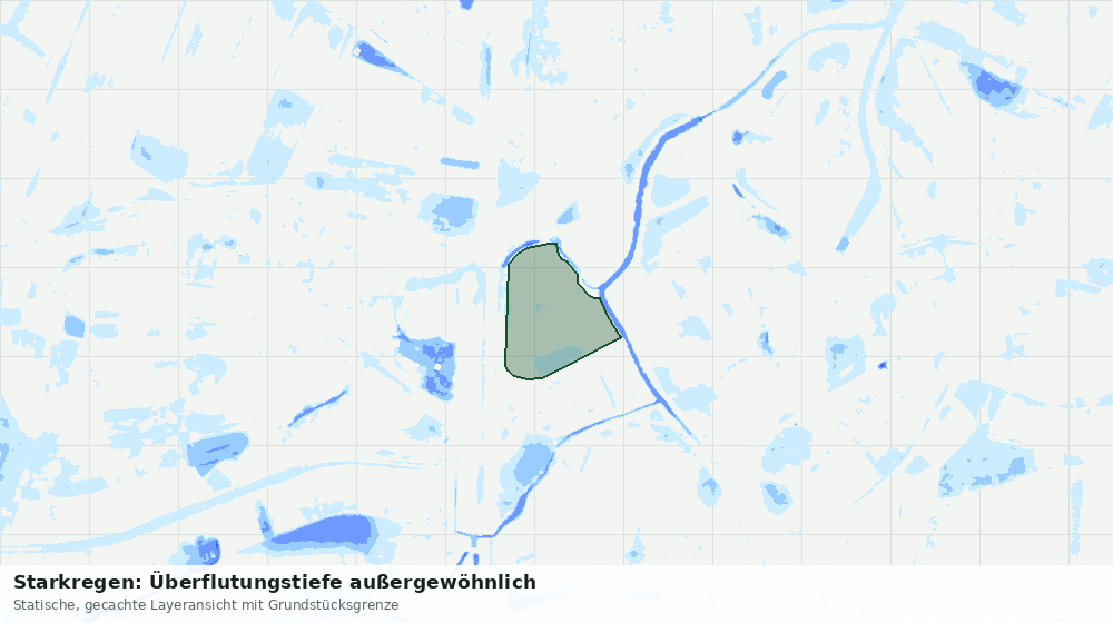 Statische Kartenansicht: Starkregen: Überflutungstiefe außergewöhnlich