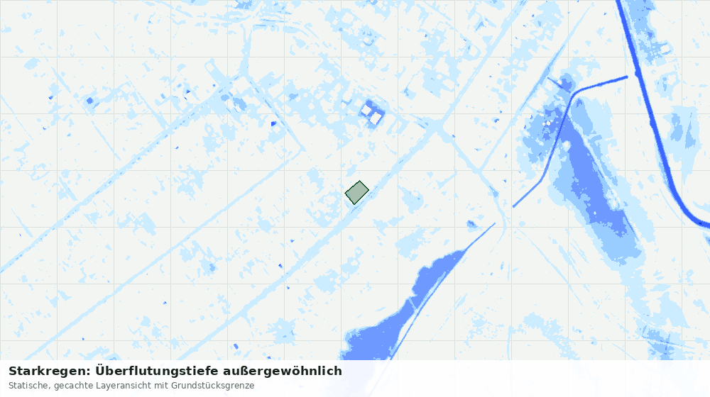 Statische Kartenansicht: Starkregen: Überflutungstiefe außergewöhnlich