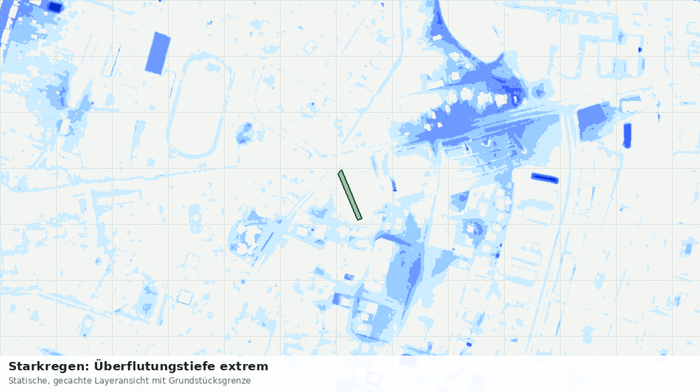 Statische Kartenansicht: Starkregen: Überflutungstiefe extrem