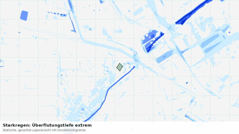 Statische Kartenansicht: Starkregen: Überflutungstiefe extrem