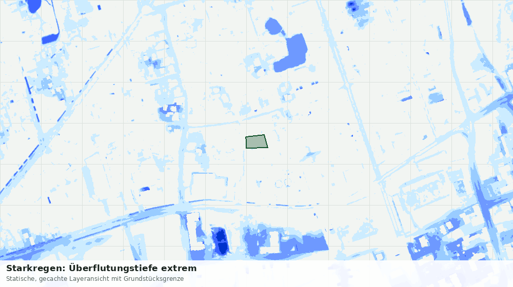 Statische Kartenansicht: Starkregen: Überflutungstiefe extrem