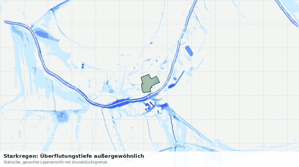 Statische Kartenansicht: Starkregen: Überflutungstiefe außergewöhnlich