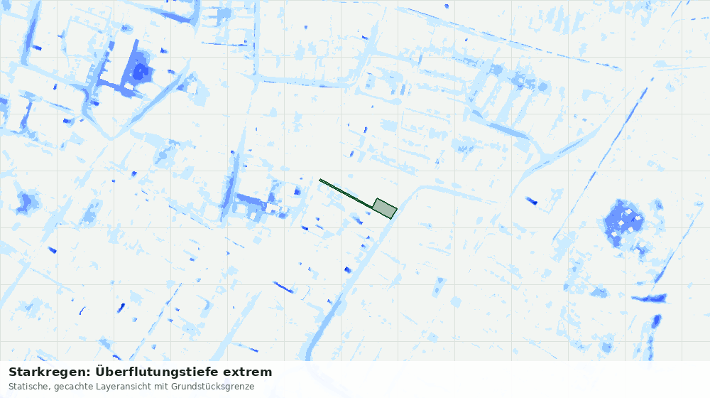 Statische Kartenansicht: Starkregen: Überflutungstiefe extrem