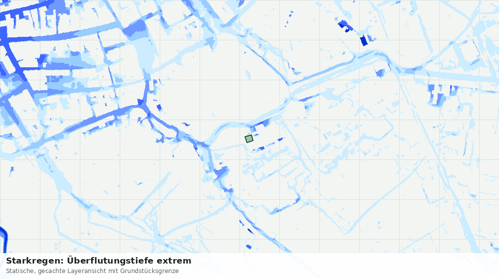 Statische Kartenansicht: Starkregen: Überflutungstiefe extrem