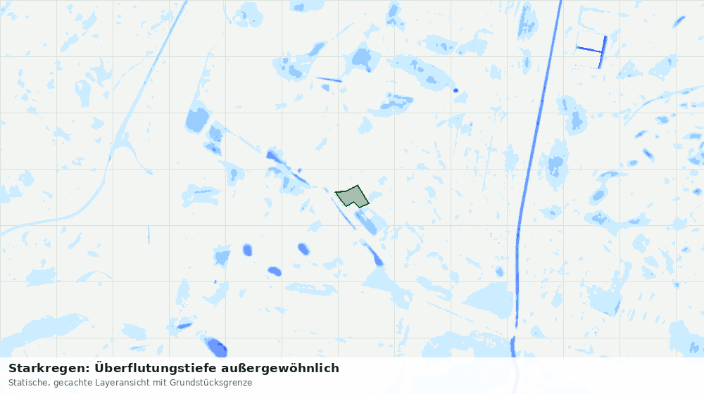 Statische Kartenansicht: Starkregen: Überflutungstiefe außergewöhnlich