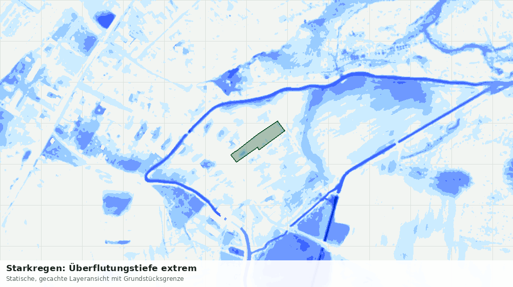 Statische Kartenansicht: Starkregen: Überflutungstiefe extrem