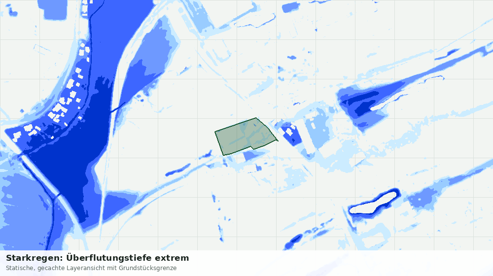 Statische Kartenansicht: Starkregen: Überflutungstiefe extrem