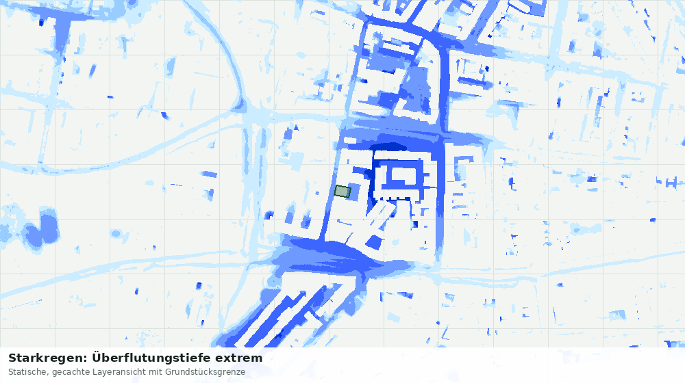 Statische Kartenansicht: Starkregen: Überflutungstiefe extrem