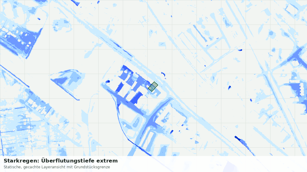 Statische Kartenansicht: Starkregen: Überflutungstiefe extrem