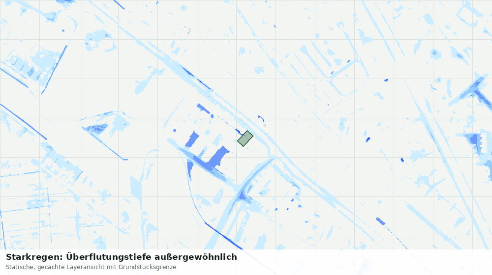 Statische Kartenansicht: Starkregen: Überflutungstiefe außergewöhnlich