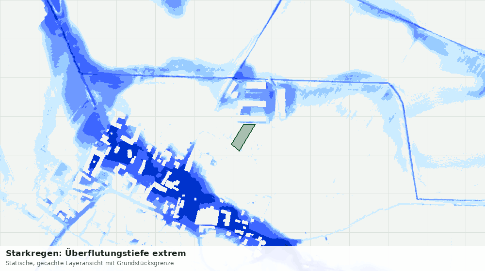 Statische Kartenansicht: Starkregen: Überflutungstiefe extrem