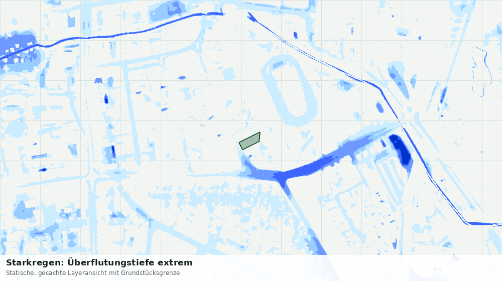 Statische Kartenansicht: Starkregen: Überflutungstiefe extrem