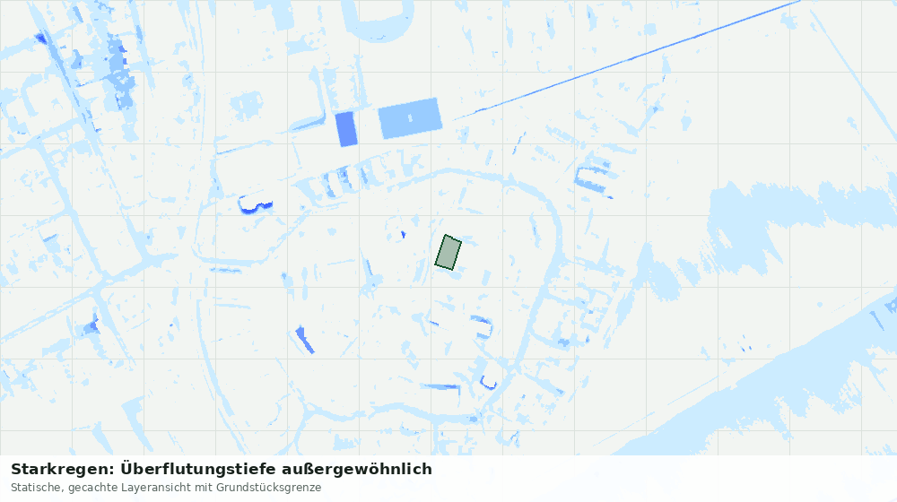 Statische Kartenansicht: Starkregen: Überflutungstiefe außergewöhnlich