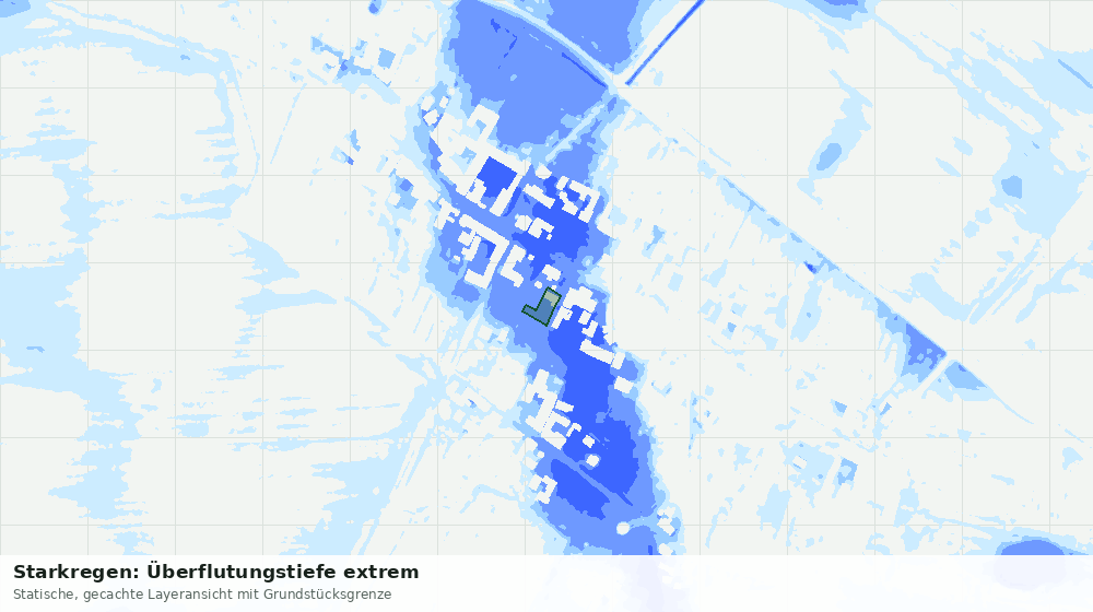 Statische Kartenansicht: Starkregen: Überflutungstiefe extrem