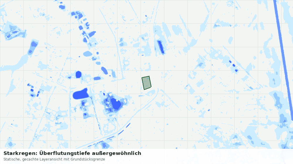 Statische Kartenansicht: Starkregen: Überflutungstiefe außergewöhnlich