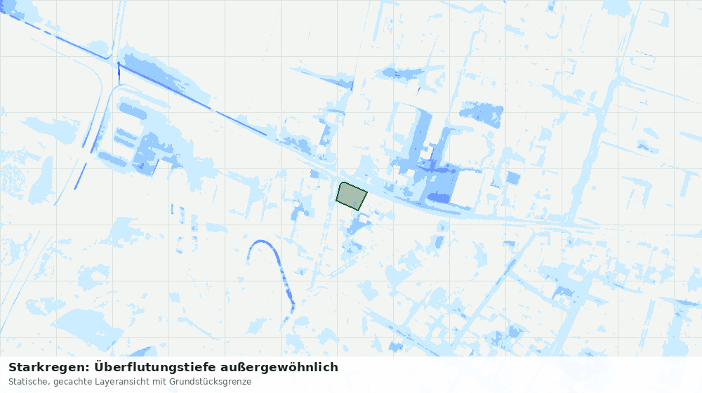 Statische Kartenansicht: Starkregen: Überflutungstiefe außergewöhnlich
