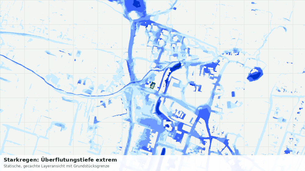 Statische Kartenansicht: Starkregen: Überflutungstiefe extrem