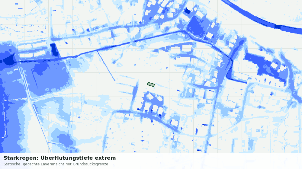 Statische Kartenansicht: Starkregen: Überflutungstiefe extrem