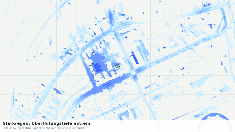 Statische Kartenansicht: Starkregen: Überflutungstiefe extrem