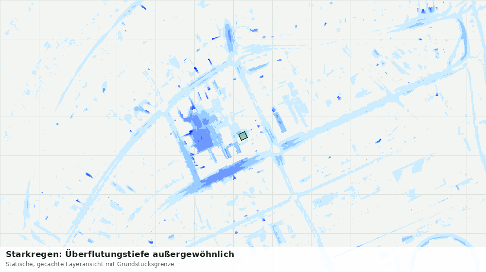 Statische Kartenansicht: Starkregen: Überflutungstiefe außergewöhnlich