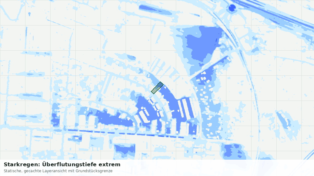 Statische Kartenansicht: Starkregen: Überflutungstiefe extrem