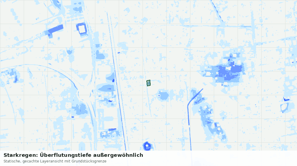 Statische Kartenansicht: Starkregen: Überflutungstiefe außergewöhnlich