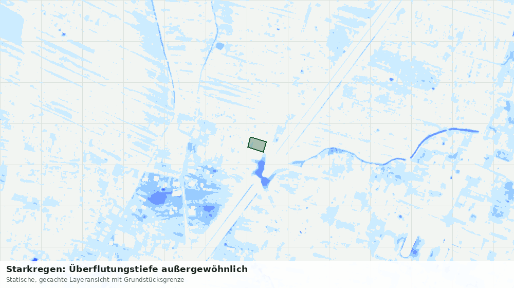 Statische Kartenansicht: Starkregen: Überflutungstiefe außergewöhnlich