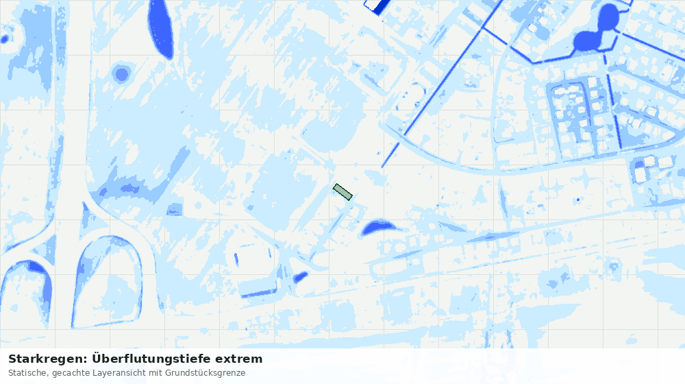 Statische Kartenansicht: Starkregen: Überflutungstiefe extrem