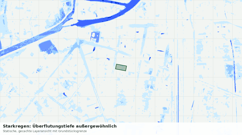 Statische Kartenansicht: Starkregen: Überflutungstiefe außergewöhnlich
