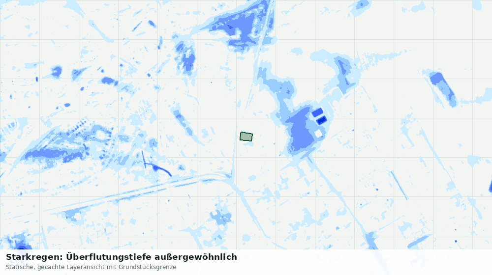 Statische Kartenansicht: Starkregen: Überflutungstiefe außergewöhnlich