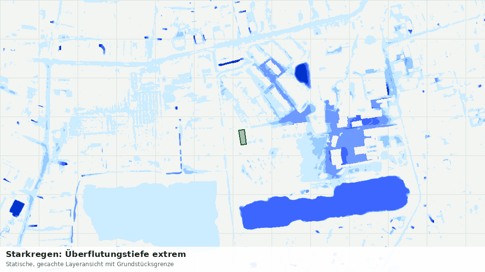 Statische Kartenansicht: Starkregen: Überflutungstiefe extrem